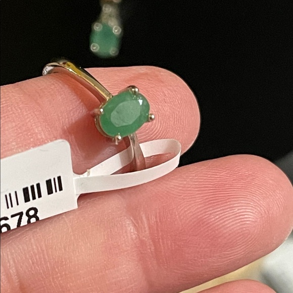 NWT Jewelry Set Natural Emerald Ring S6, Earring, Pendant 925 Silver - Picture 9 of 14